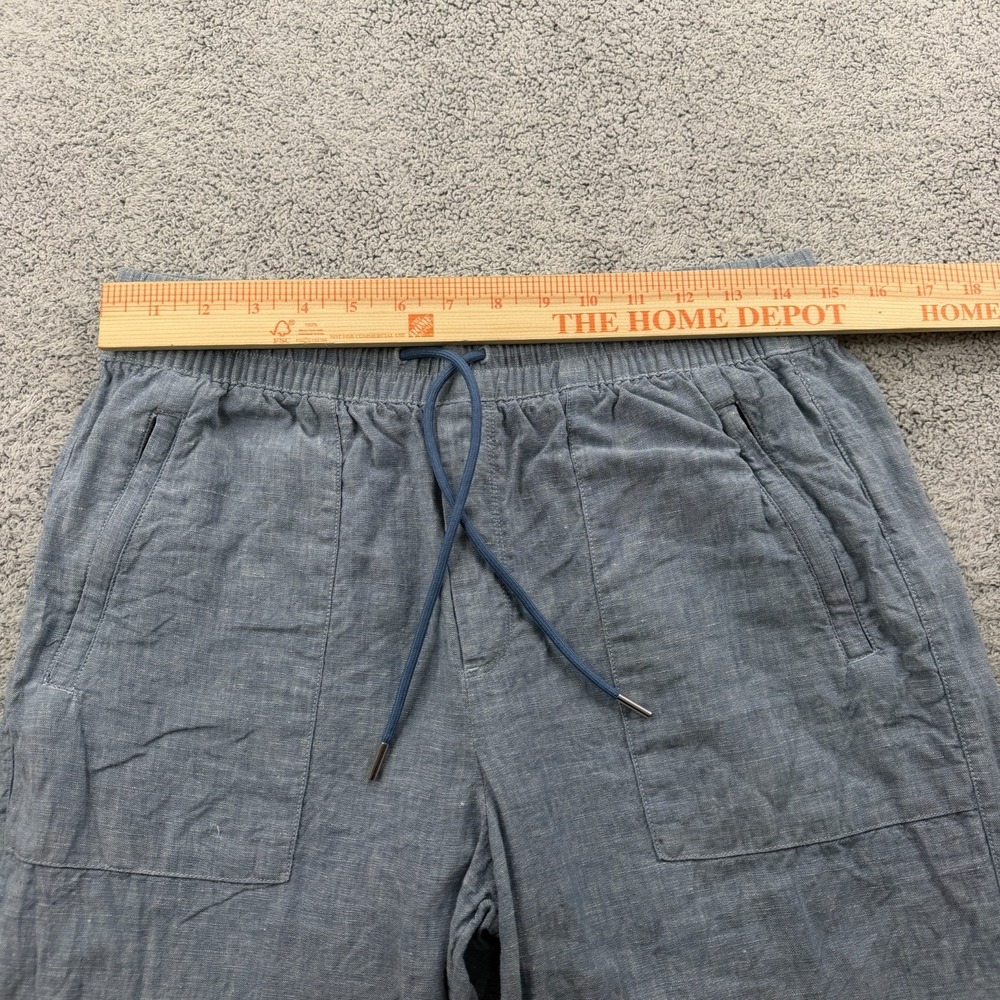 Athleta Retreat Linen Pant Womens 8 Blue Wide Leg High Waisted Ankle Slit Resort - Picture 10 of 13